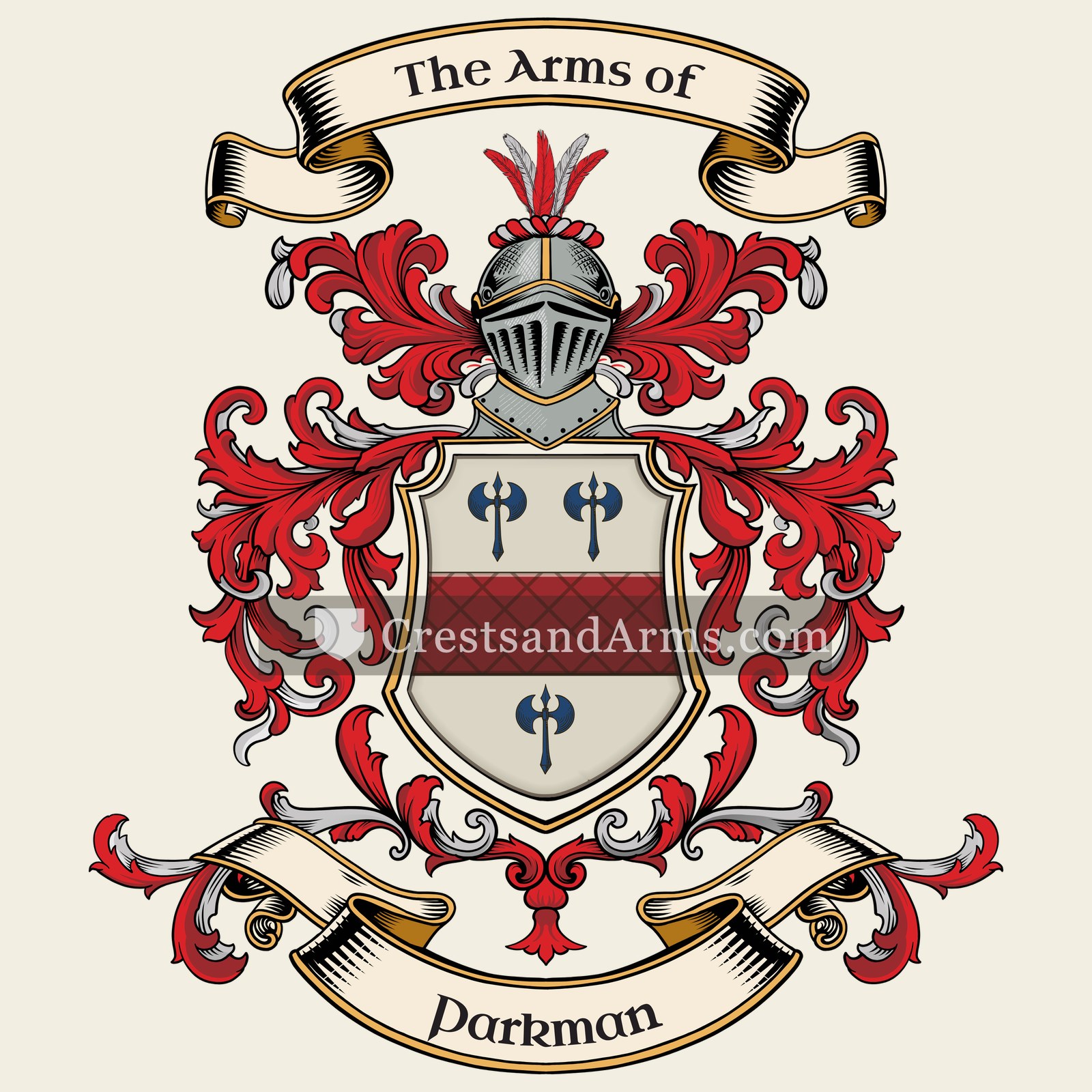 The Parkman coat of arms, drawn from the recorded blazon