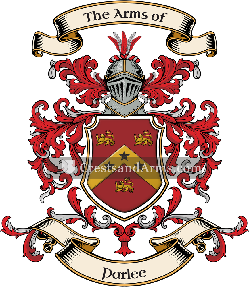 The Parlee coat of arms, drawn from the recorded blazon