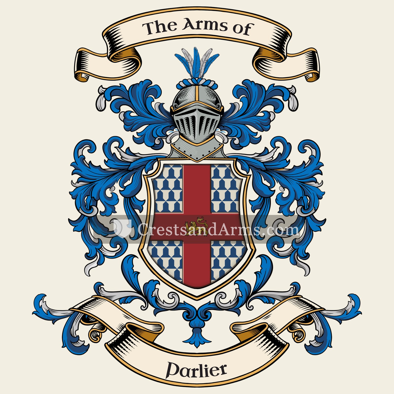 The Parlier coat of arms, drawn from the recorded blazon