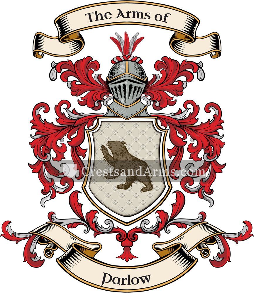 The Parlow coat of arms, drawn from the recorded blazon