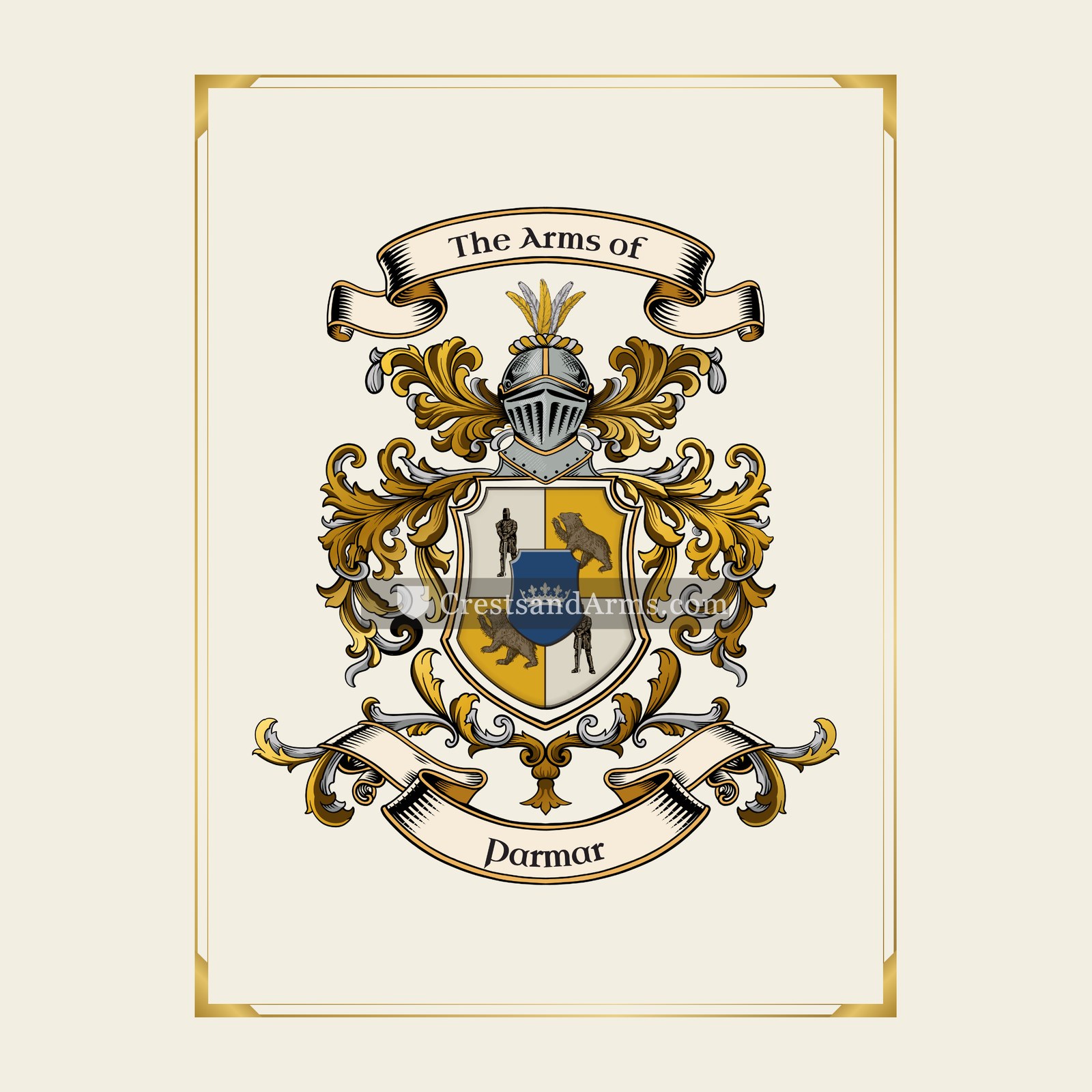 With gold border