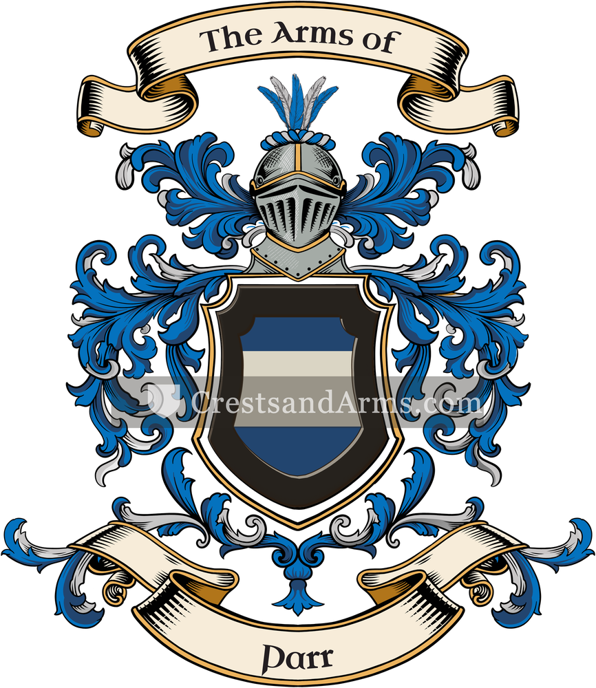 The Parr coat of arms, drawn from the recorded blazon
