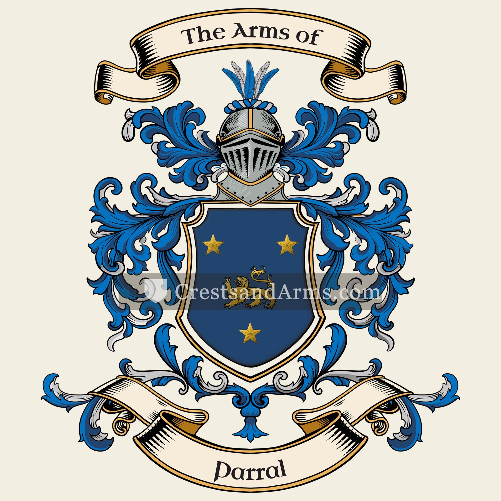 The Parral coat of arms, drawn from the recorded blazon