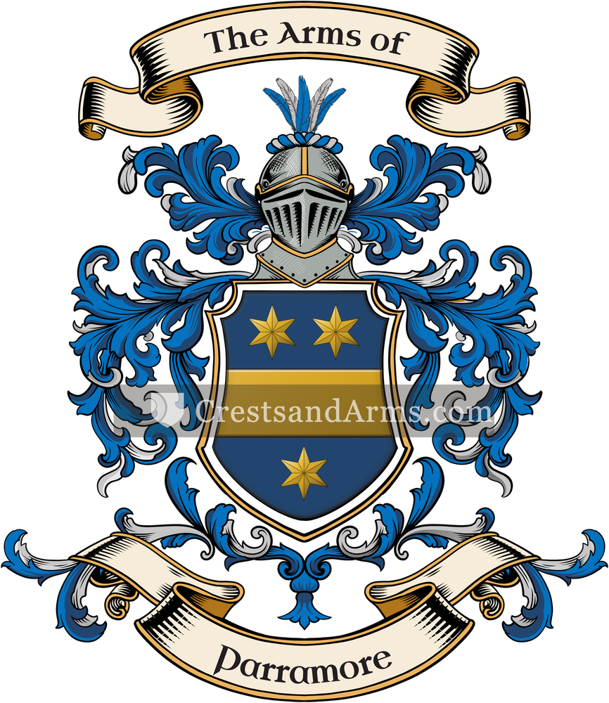 The Parramore coat of arms, drawn from the recorded blazon