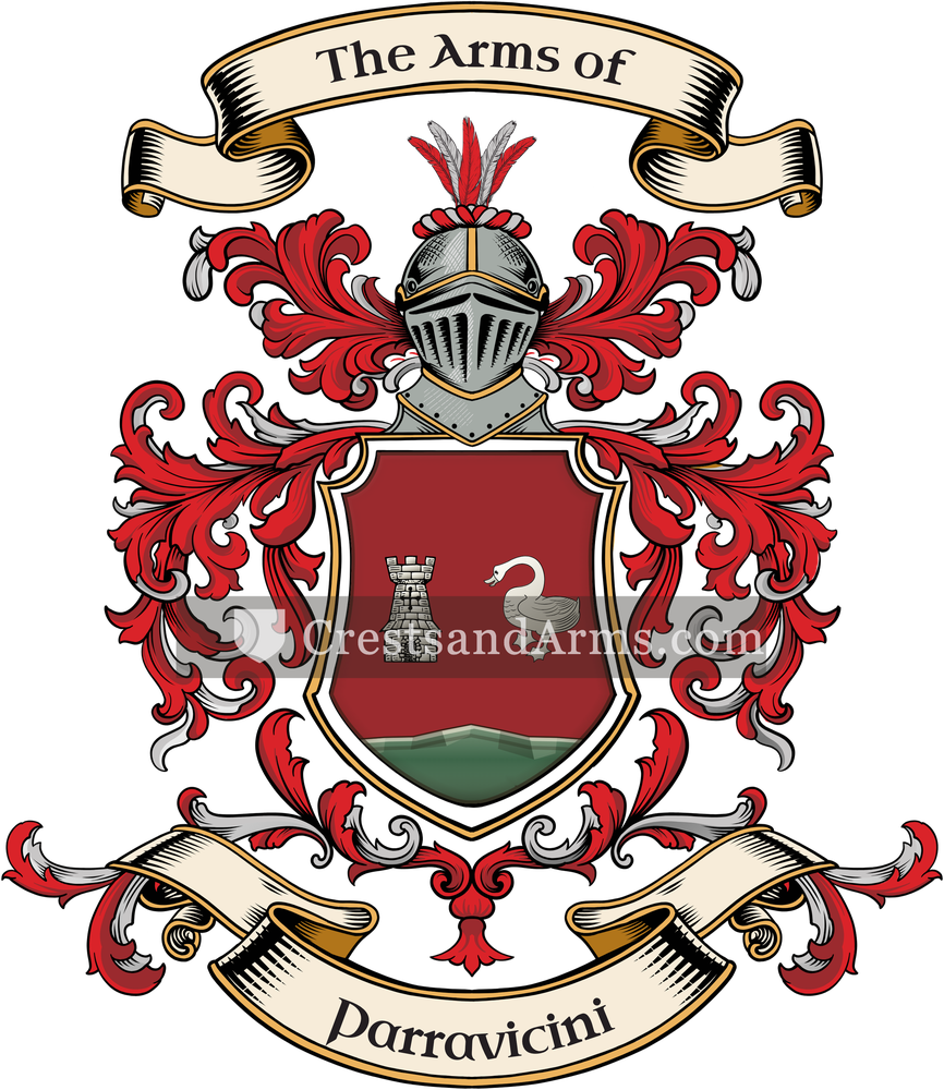 The Parravicini coat of arms, drawn from the recorded blazon