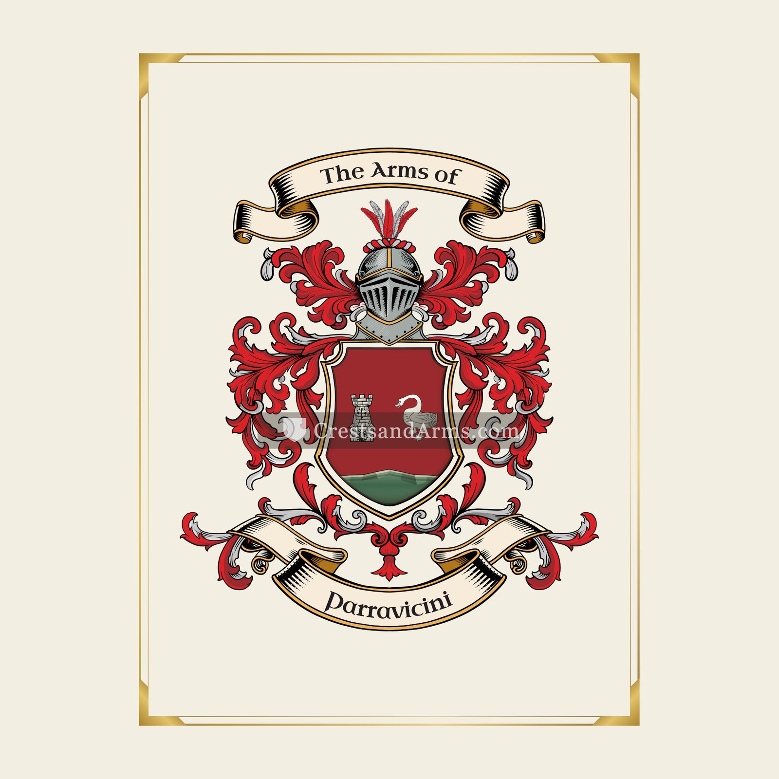 With gold border