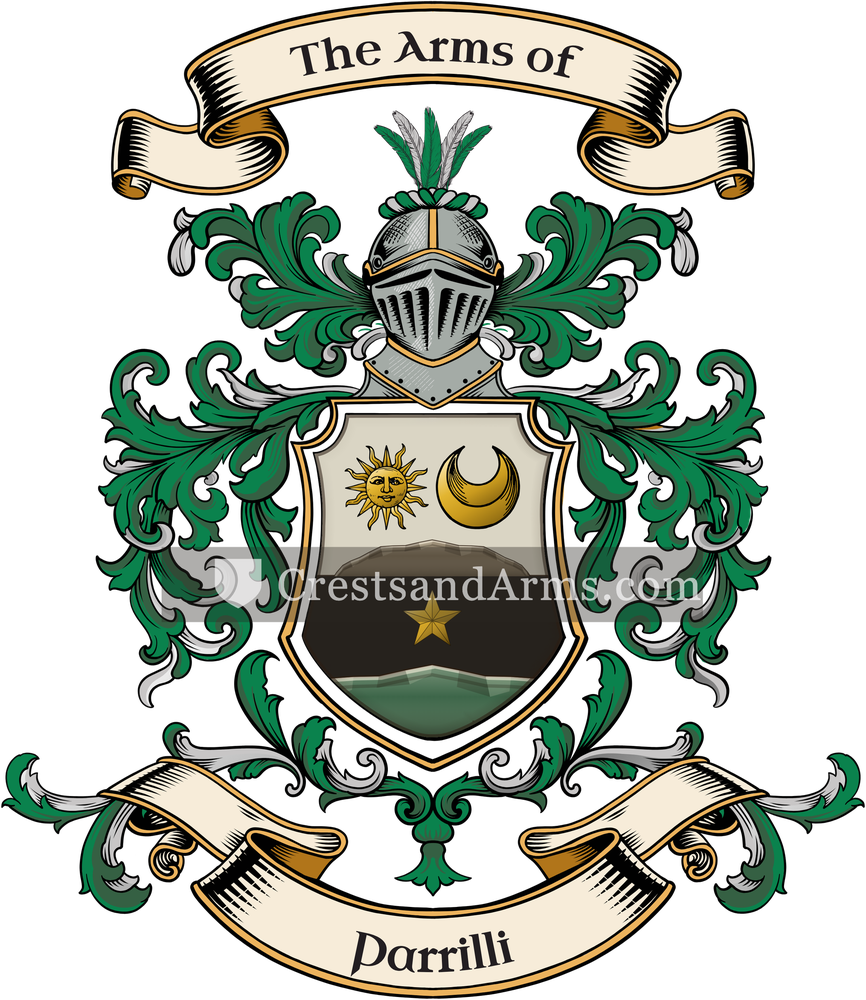The Parrilli coat of arms, drawn from the recorded blazon