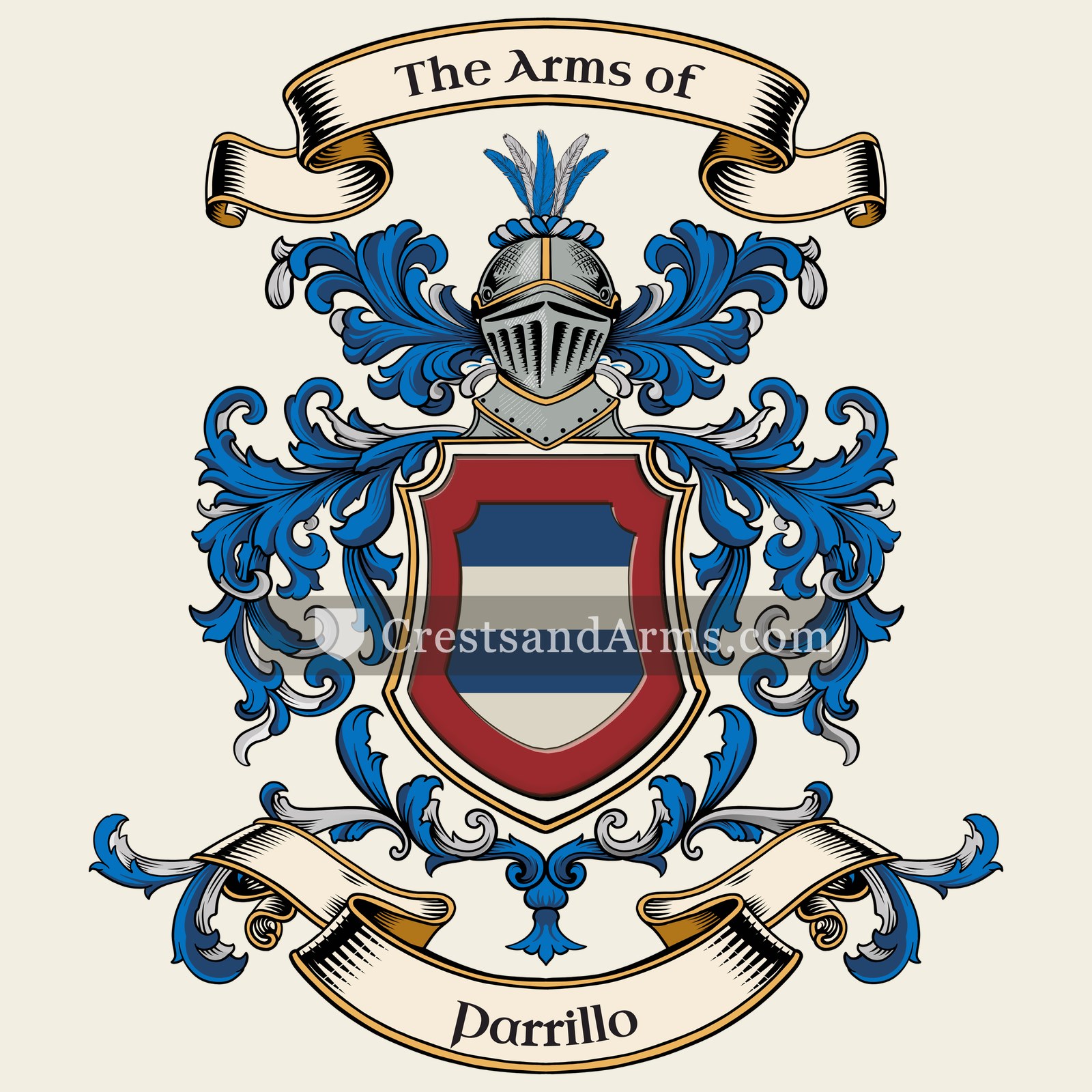 The Parrillo coat of arms, drawn from the recorded blazon