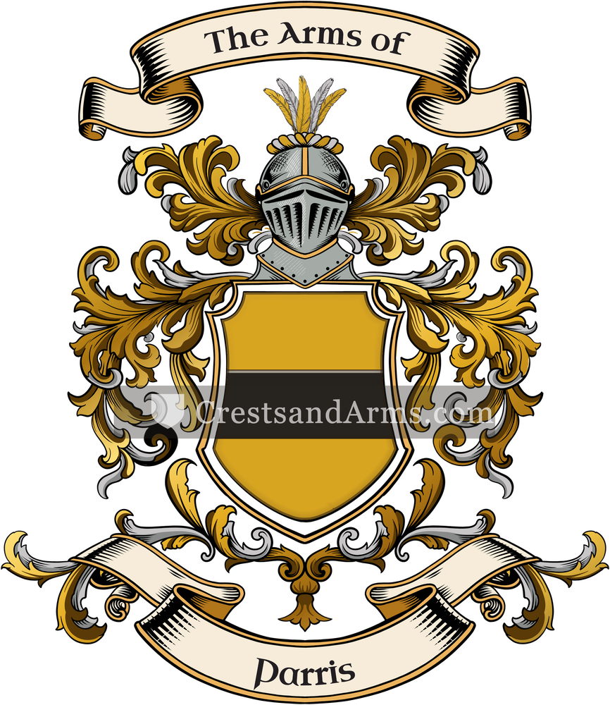 The Parris coat of arms, drawn from the recorded blazon