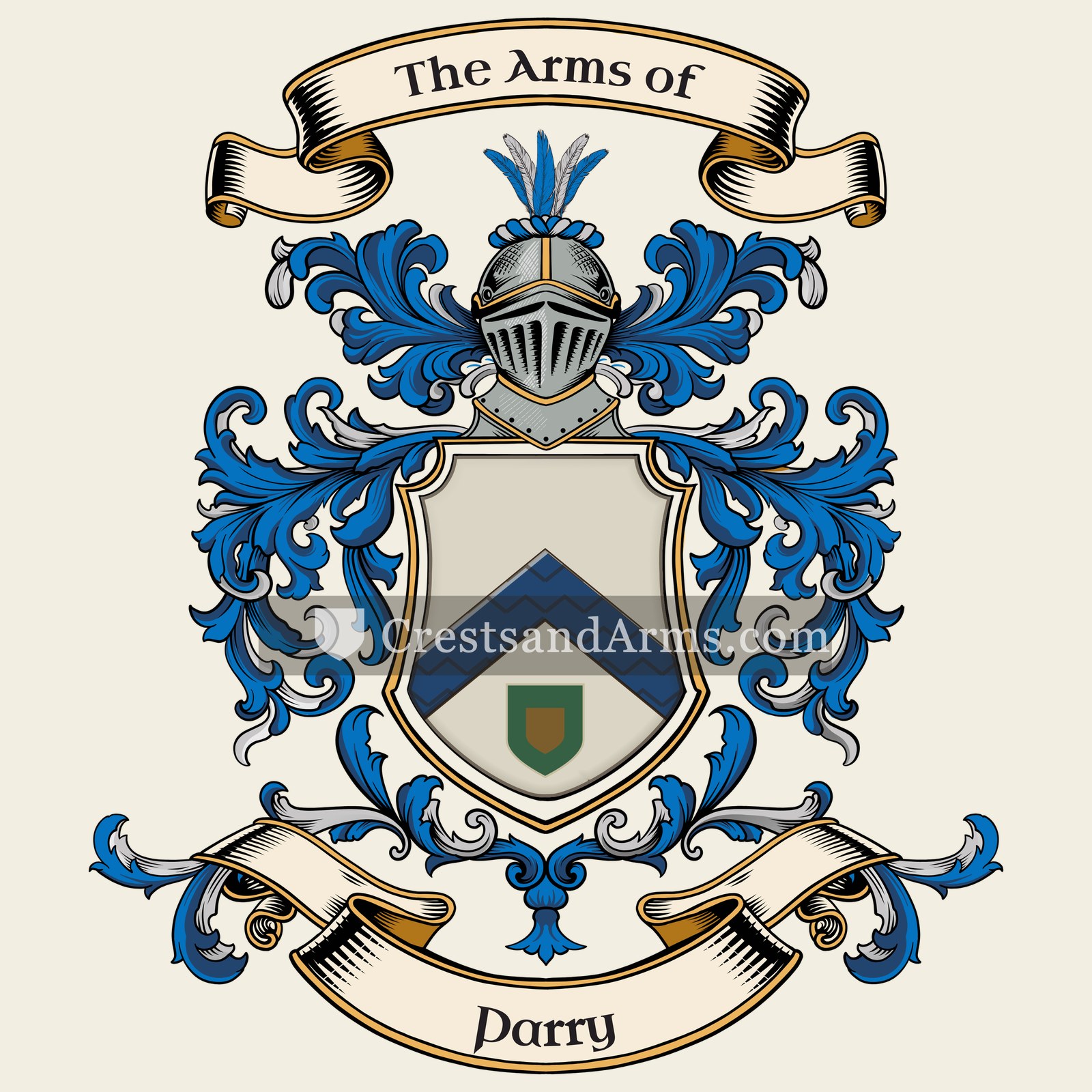 The Parry coat of arms, drawn from the recorded blazon