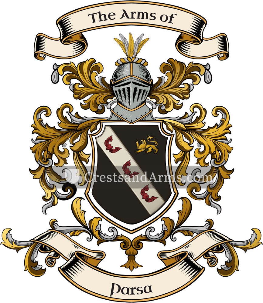 The Parsa coat of arms, drawn from the recorded blazon