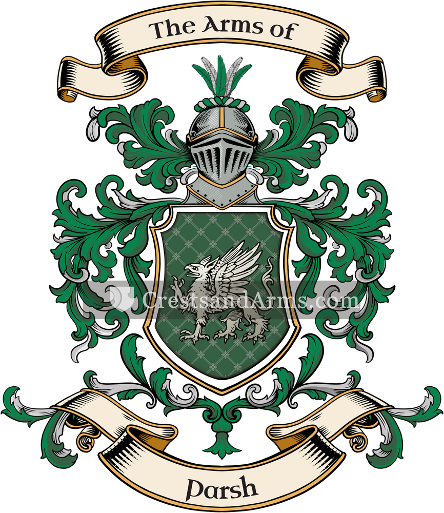 The Parsh coat of arms, drawn from the recorded blazon