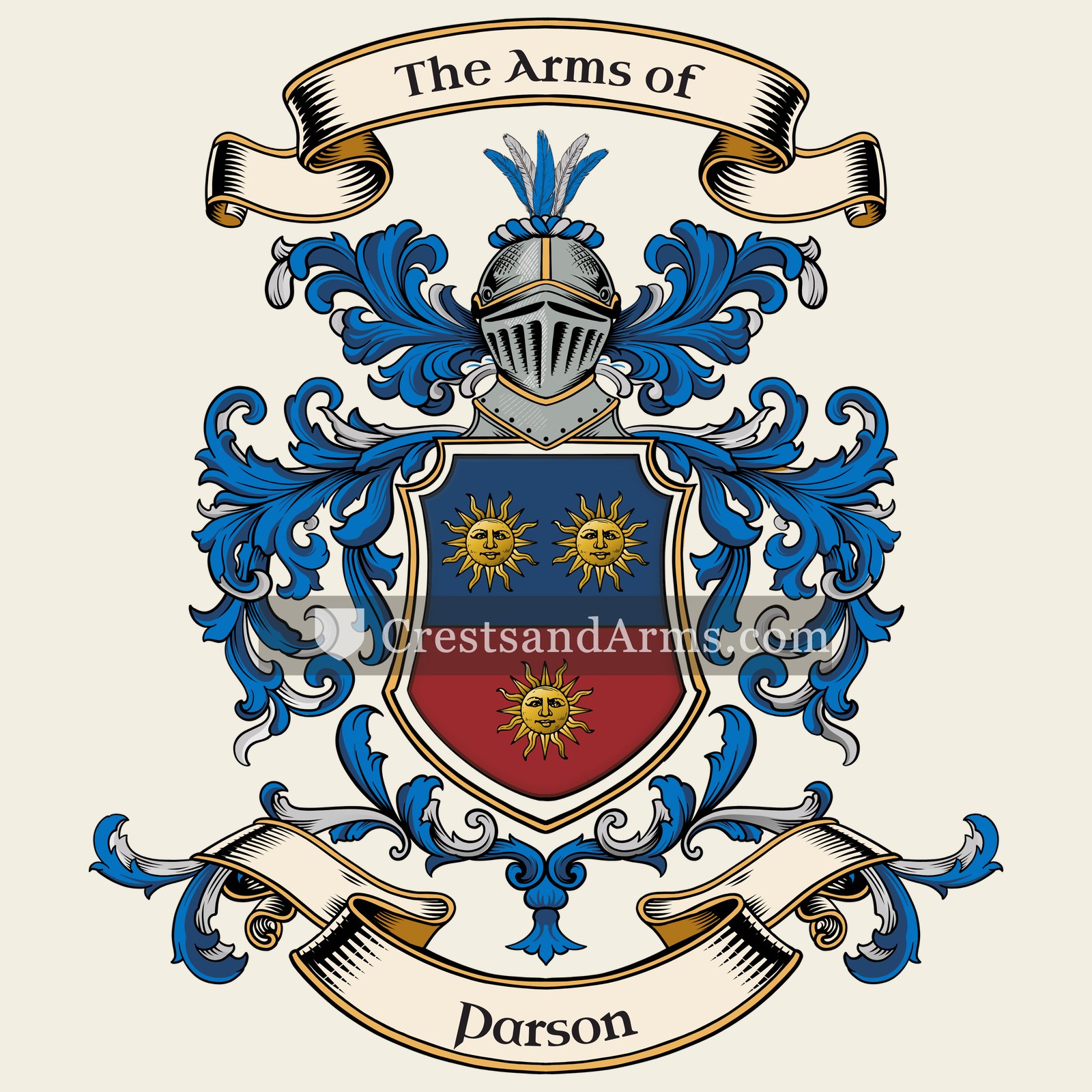 The Parson coat of arms, drawn from the recorded blazon