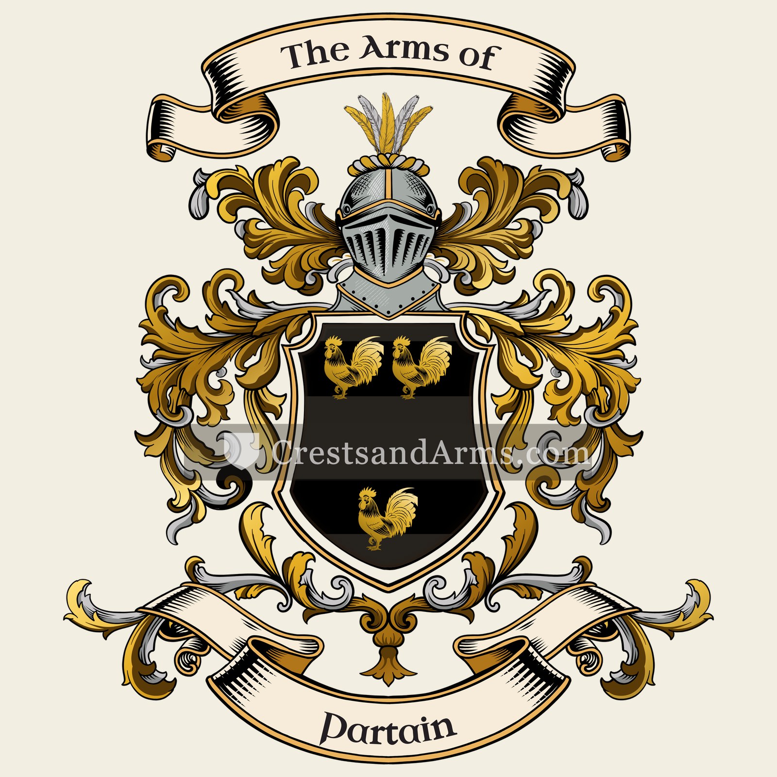 The Partain coat of arms, drawn from the recorded blazon
