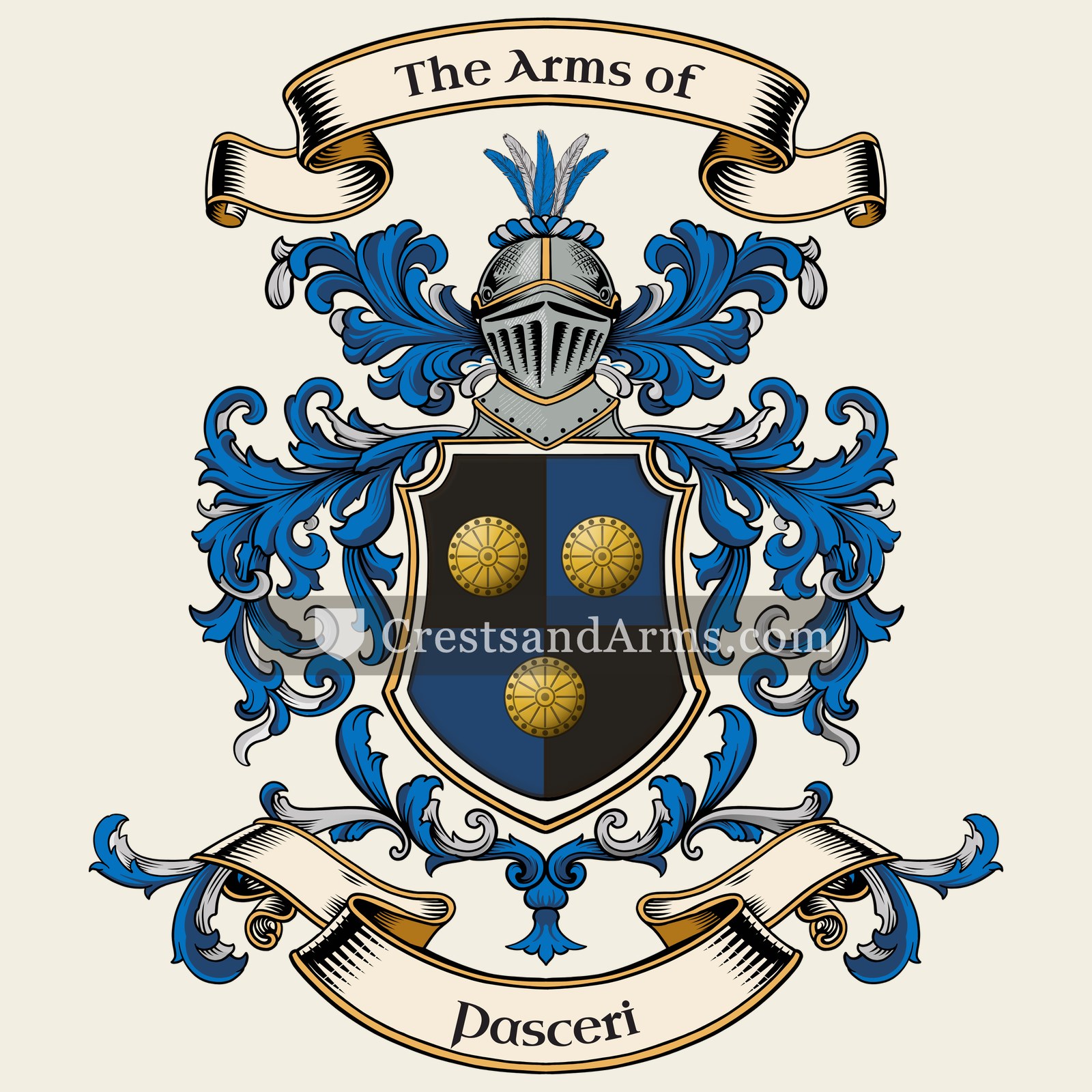 The Pasceri coat of arms, drawn from the recorded blazon