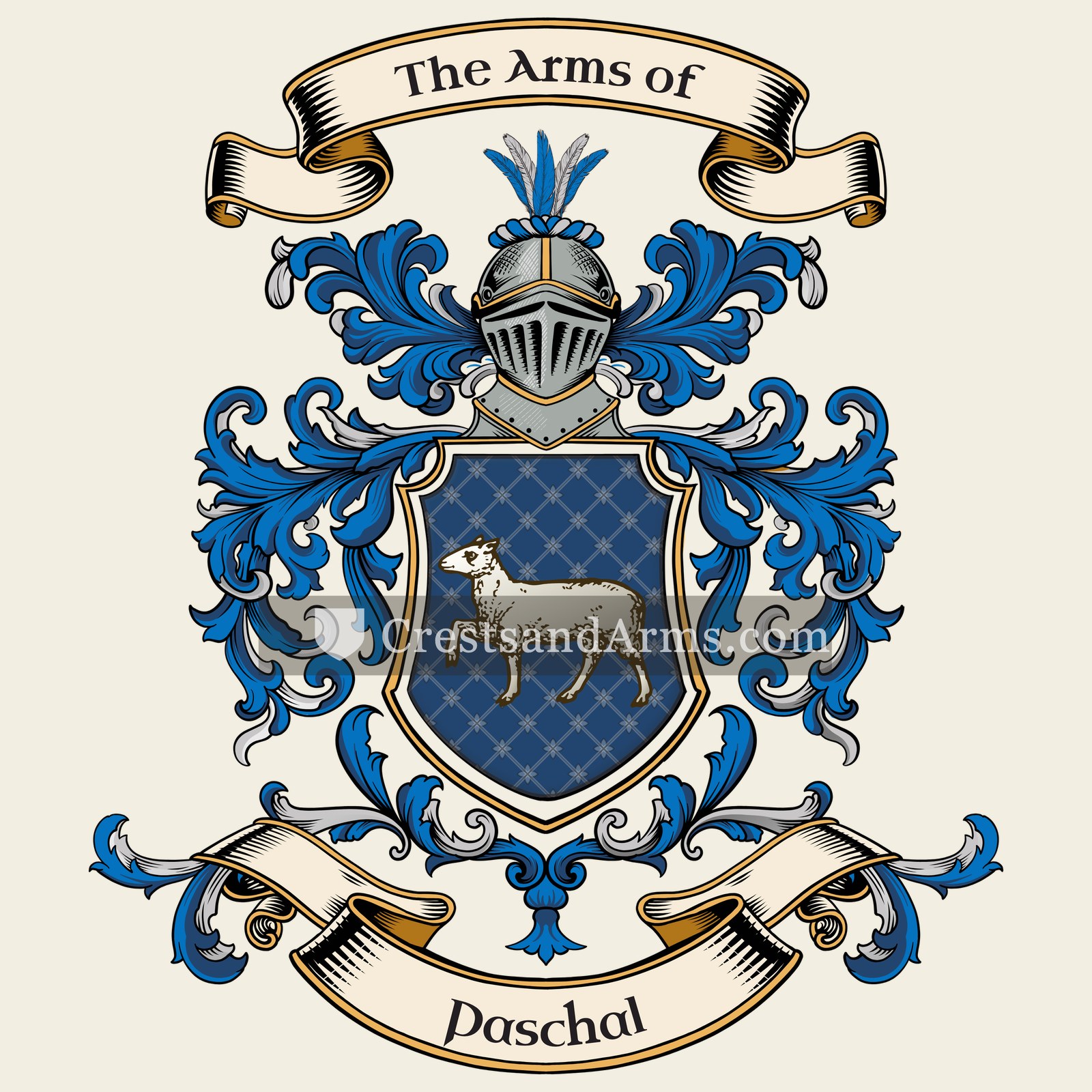 The Paschal coat of arms, drawn from the recorded blazon