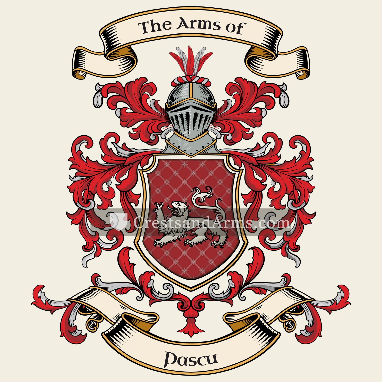 The Pascu coat of arms, drawn from the recorded blazon