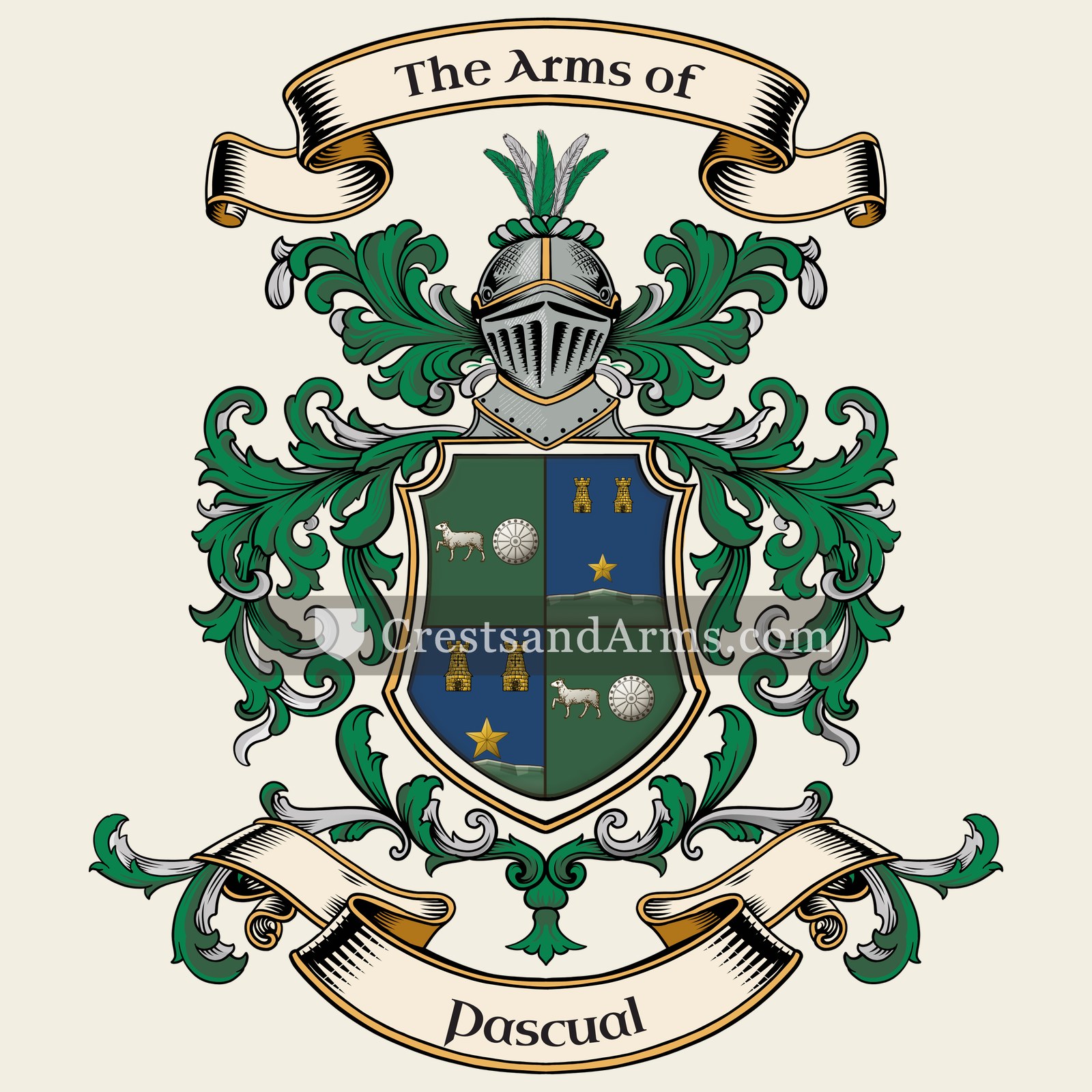 The Pascual coat of arms, drawn from the recorded blazon