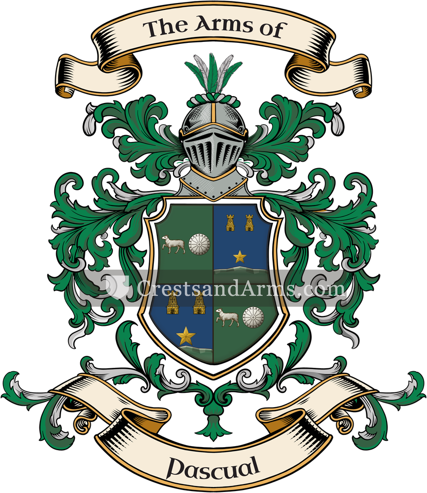 The Pascual coat of arms, drawn from the recorded blazon