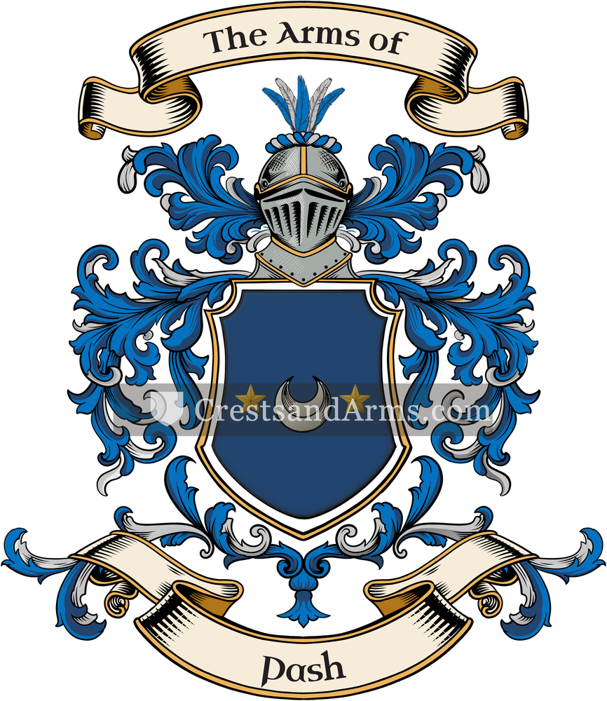 The Pash coat of arms, drawn from the recorded blazon