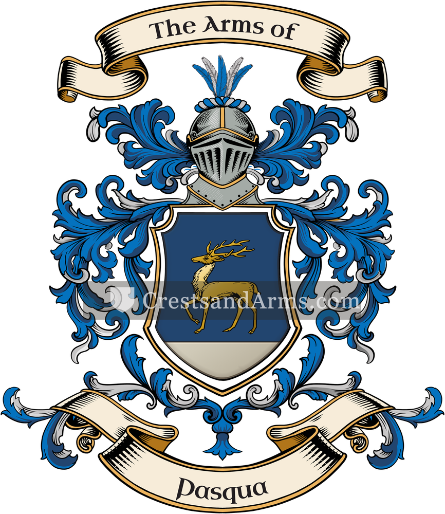 The Pasqua coat of arms, drawn from the recorded blazon