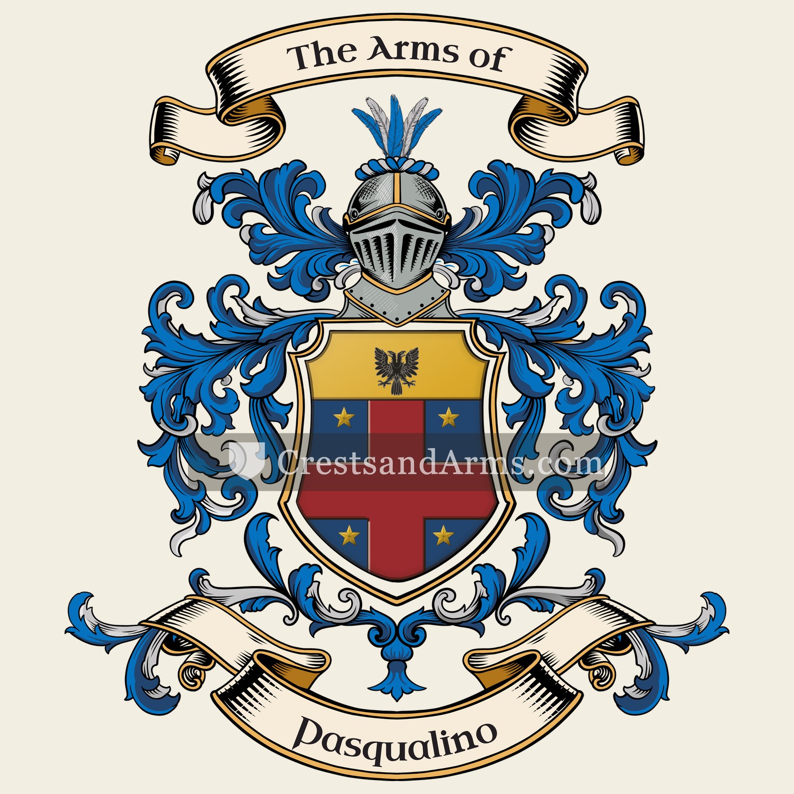 The Pasqualino coat of arms, drawn from the recorded blazon