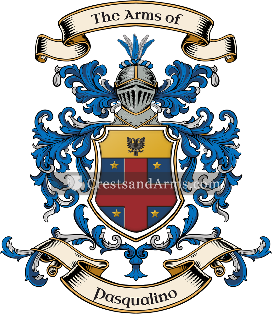 The Pasqualino coat of arms, drawn from the recorded blazon