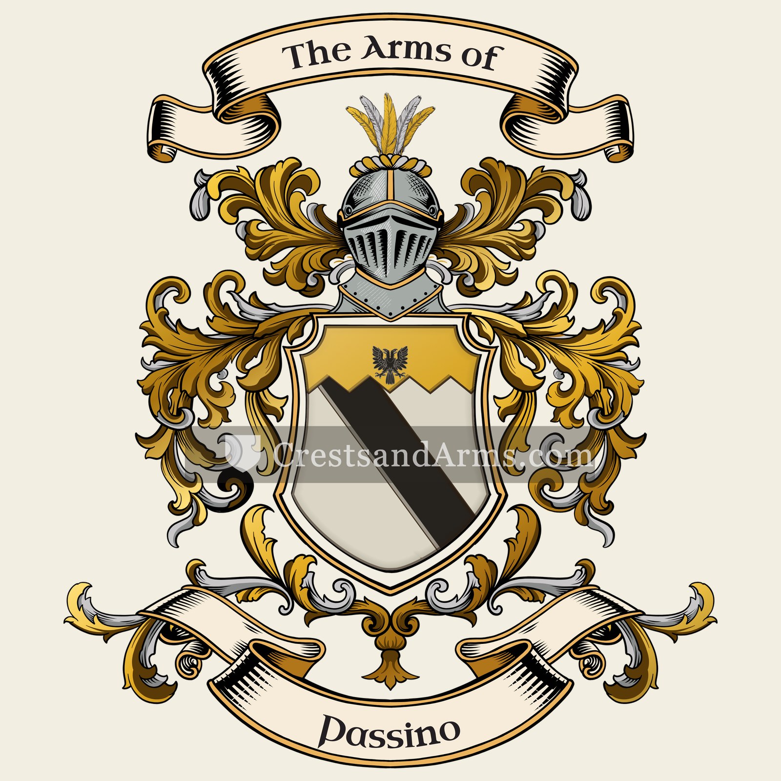 The Passino coat of arms, drawn from the recorded blazon