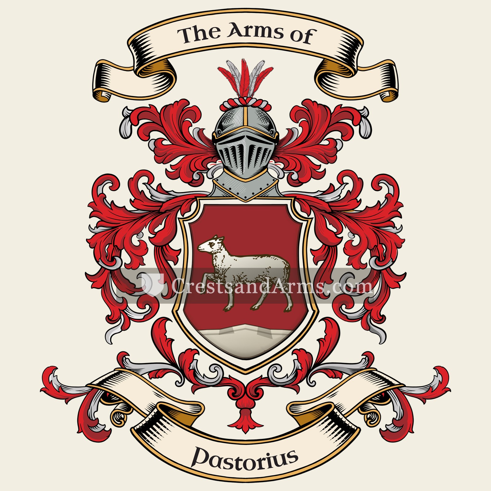 The Pastorius coat of arms, drawn from the recorded blazon