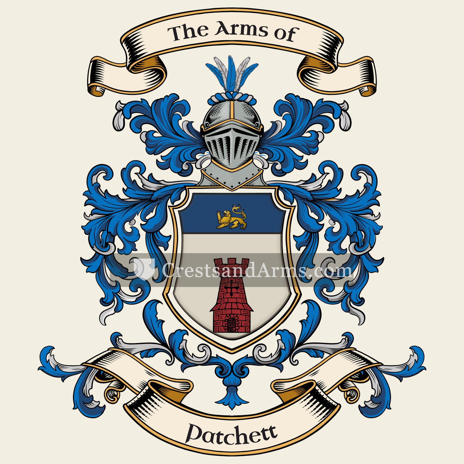 The Patchett coat of arms, drawn from the recorded blazon
