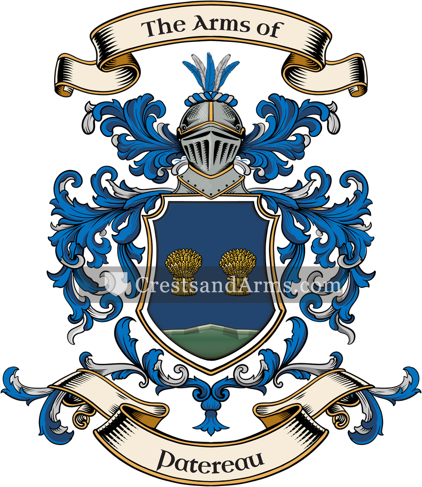 The Patereau coat of arms, drawn from the recorded blazon
