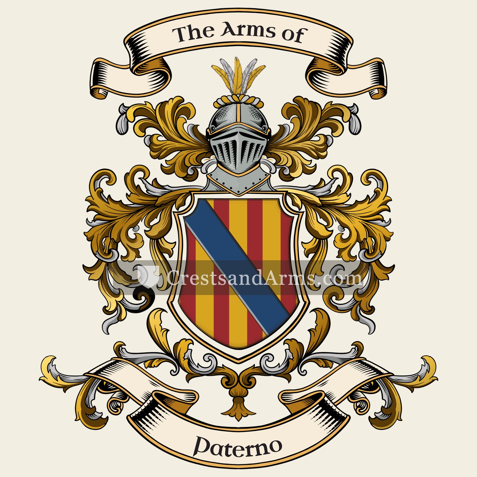 The Paterno coat of arms, drawn from the recorded blazon