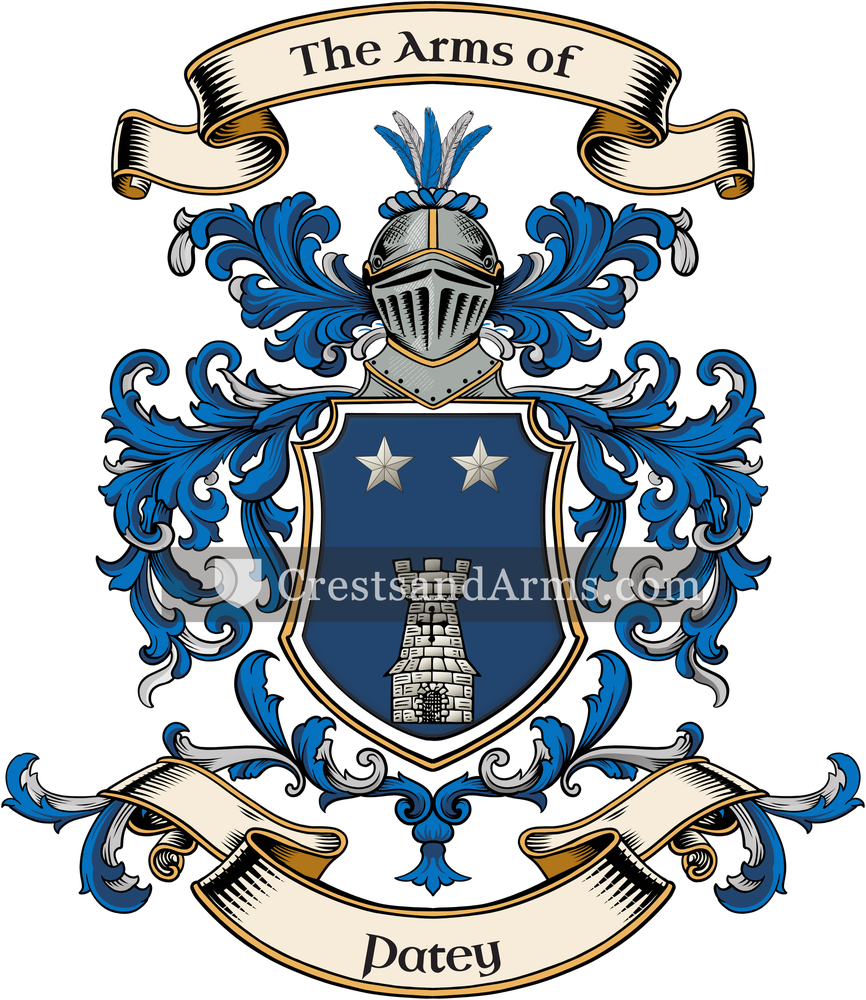 The Patey coat of arms, drawn from the recorded blazon