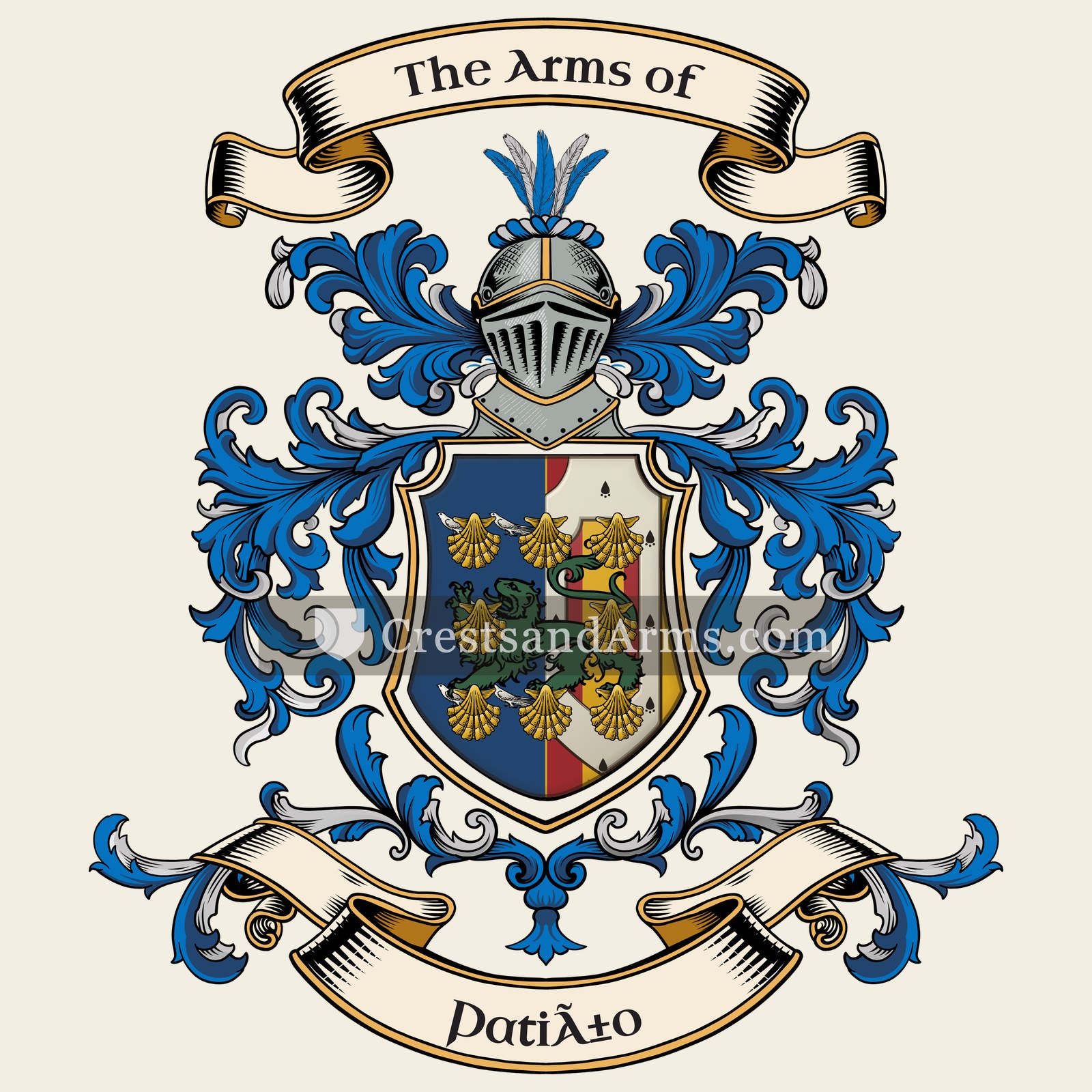 The Patiño coat of arms, drawn from the recorded blazon