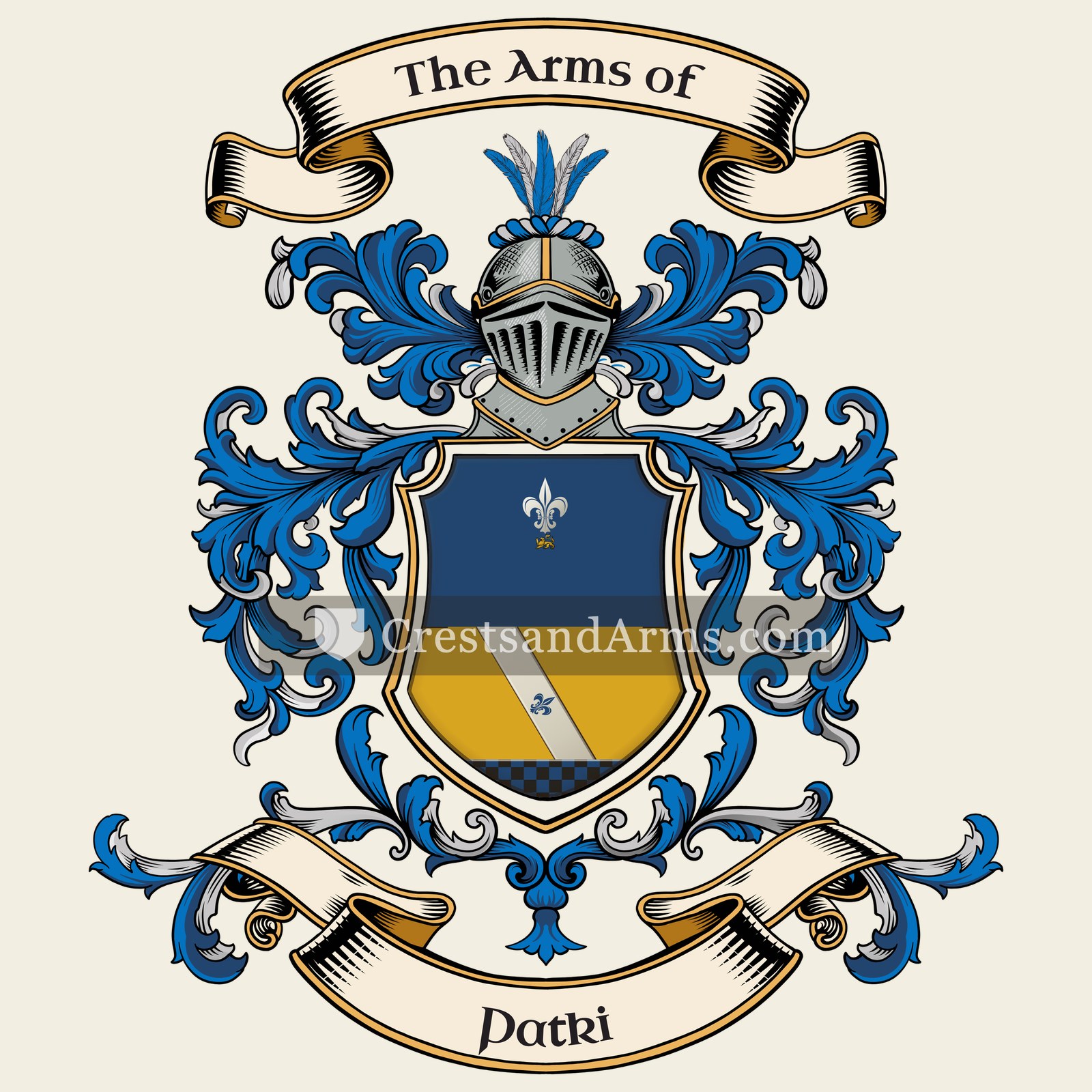 The Patki coat of arms, drawn from the recorded blazon
