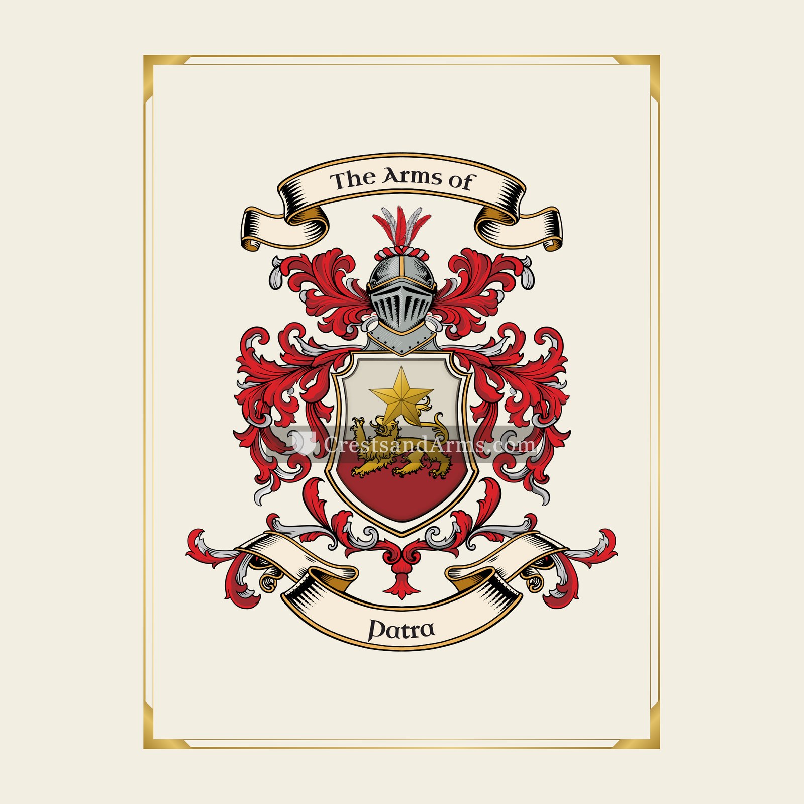 With gold border