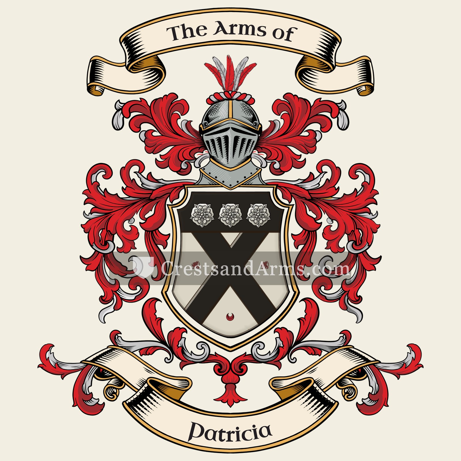 The Patricia coat of arms, drawn from the recorded blazon