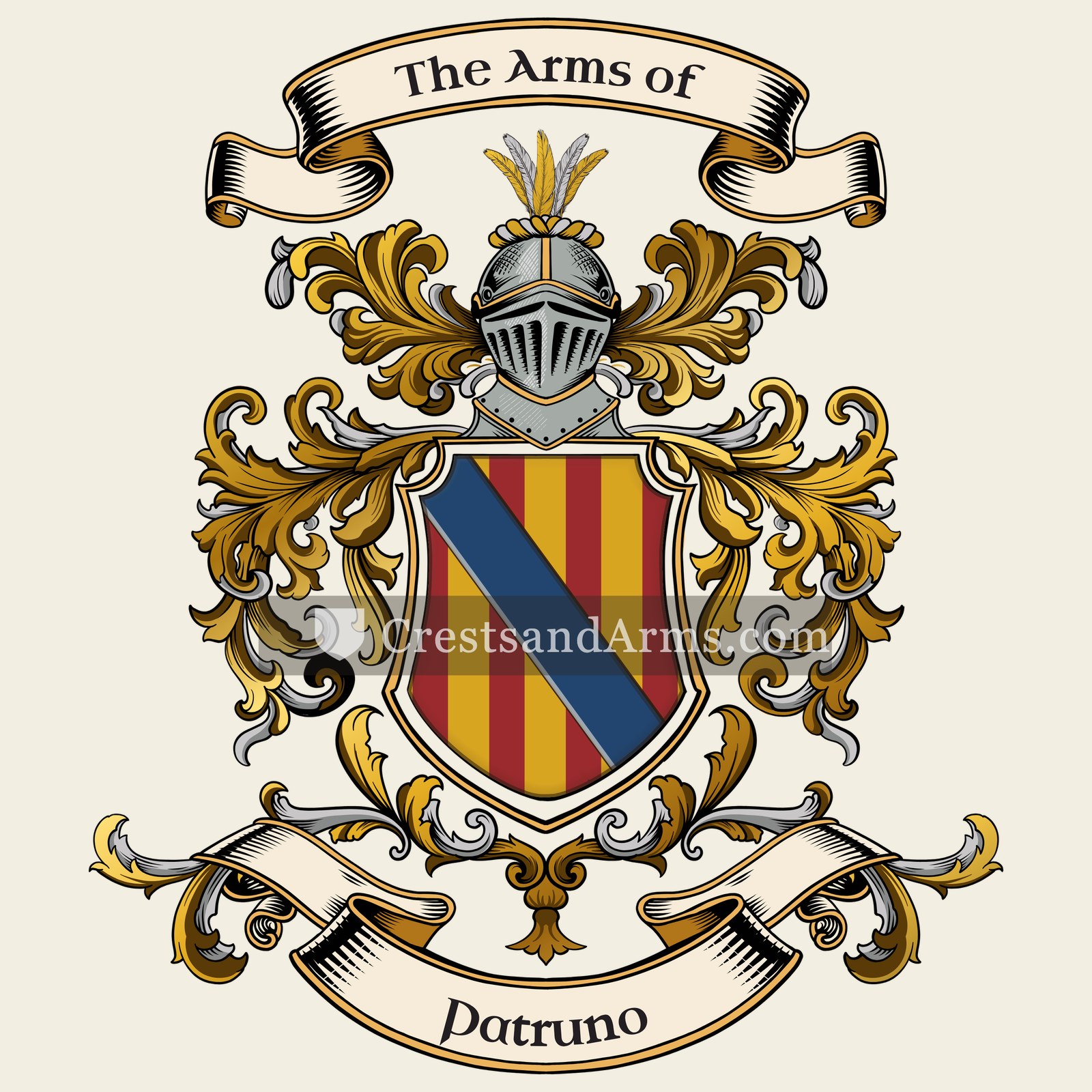 The Patruno coat of arms, drawn from the recorded blazon