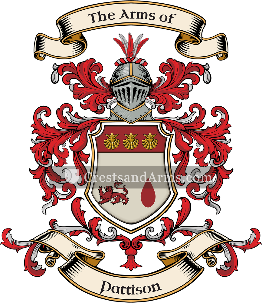 The Pattison coat of arms, drawn from the recorded blazon