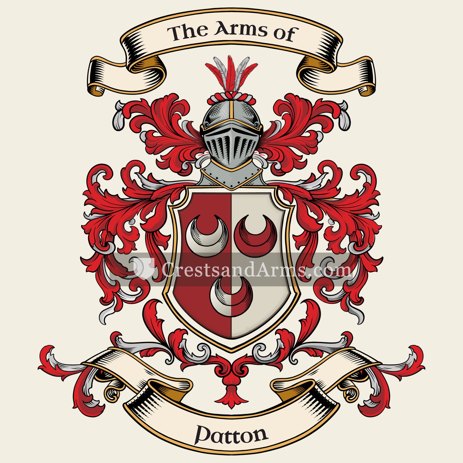The Patton coat of arms, drawn from the recorded blazon