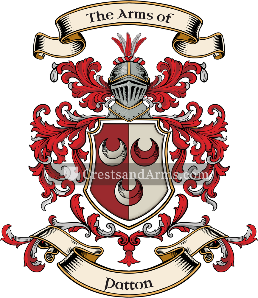 The Patton coat of arms, drawn from the recorded blazon