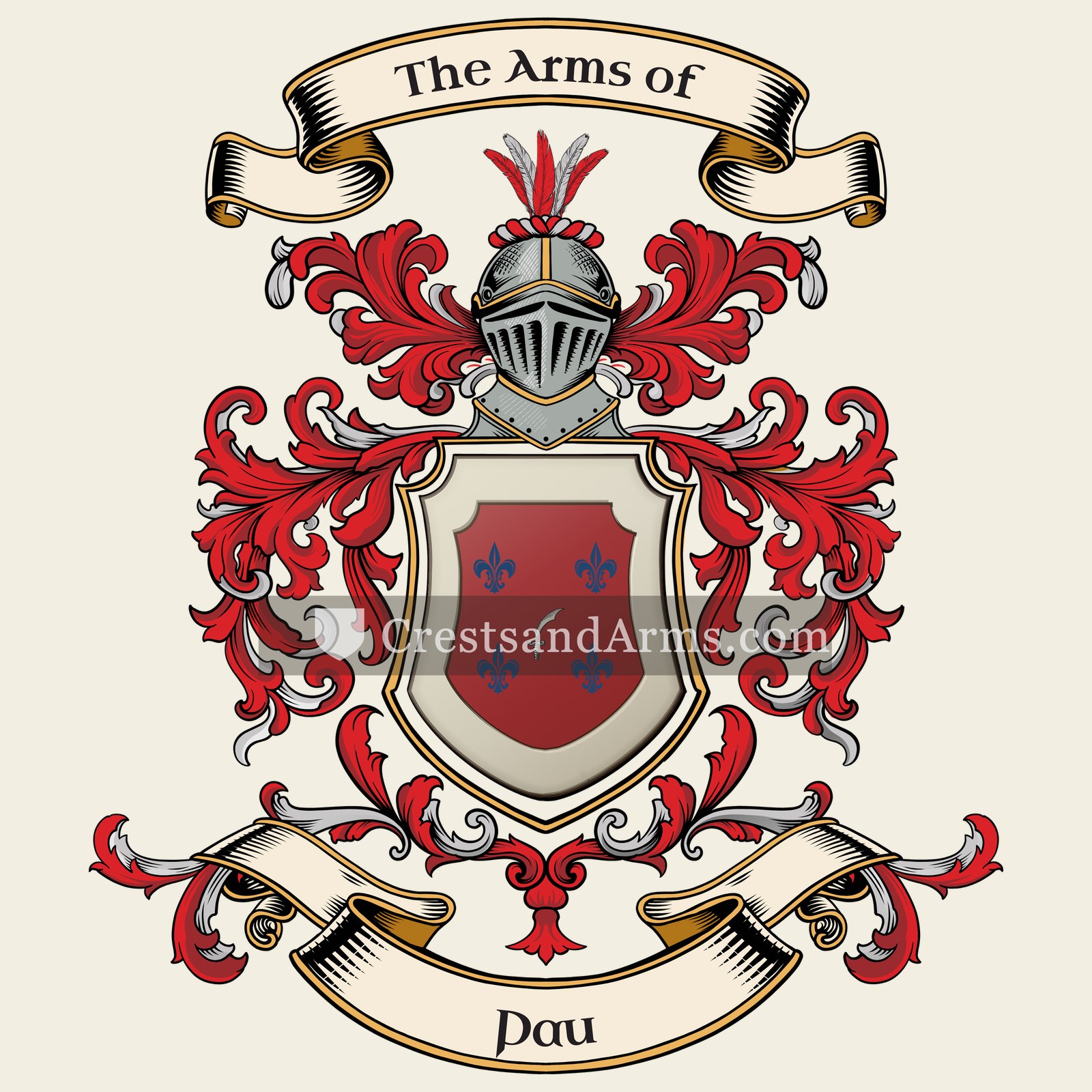 The Pau coat of arms, drawn from the recorded blazon