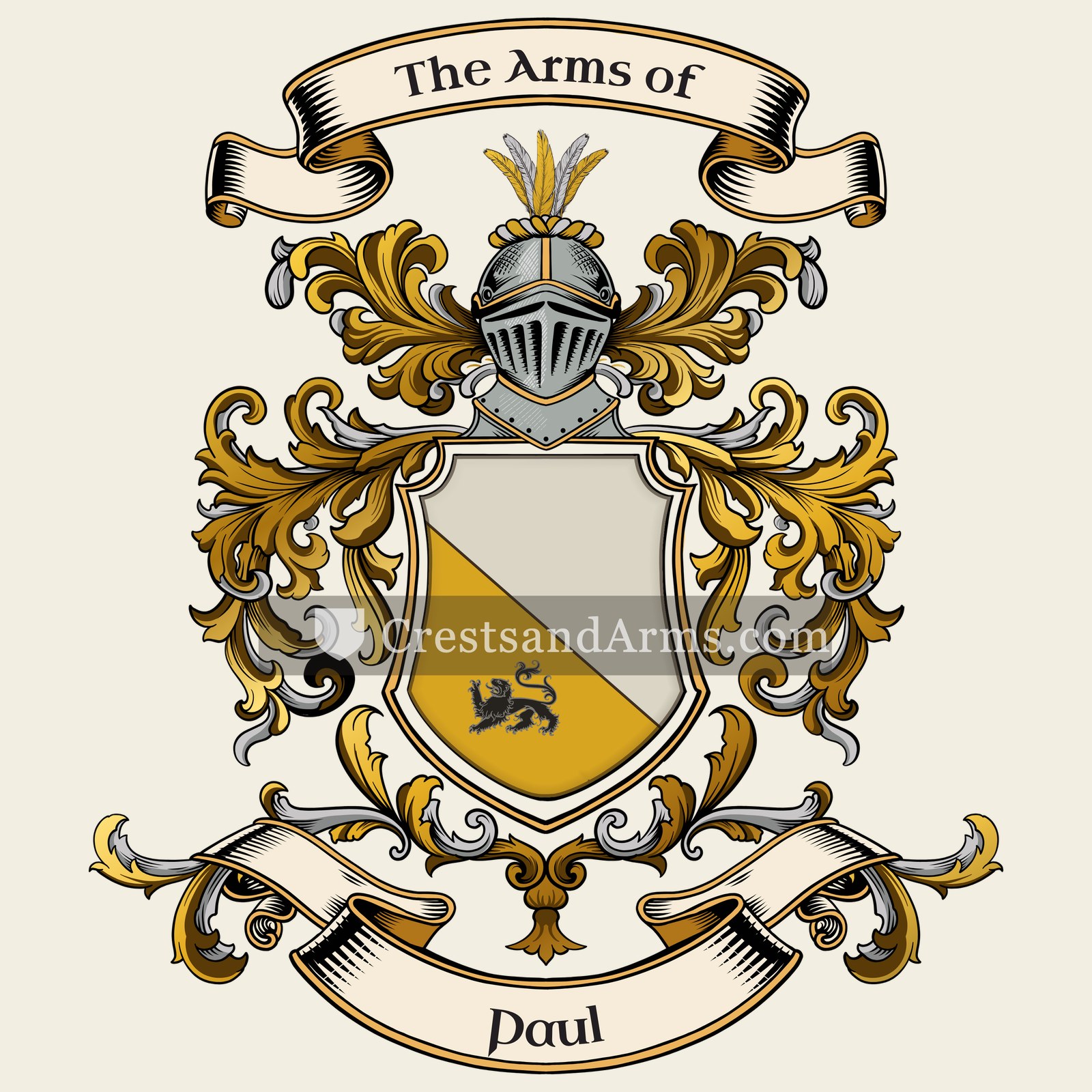 The Paul coat of arms, drawn from the recorded blazon
