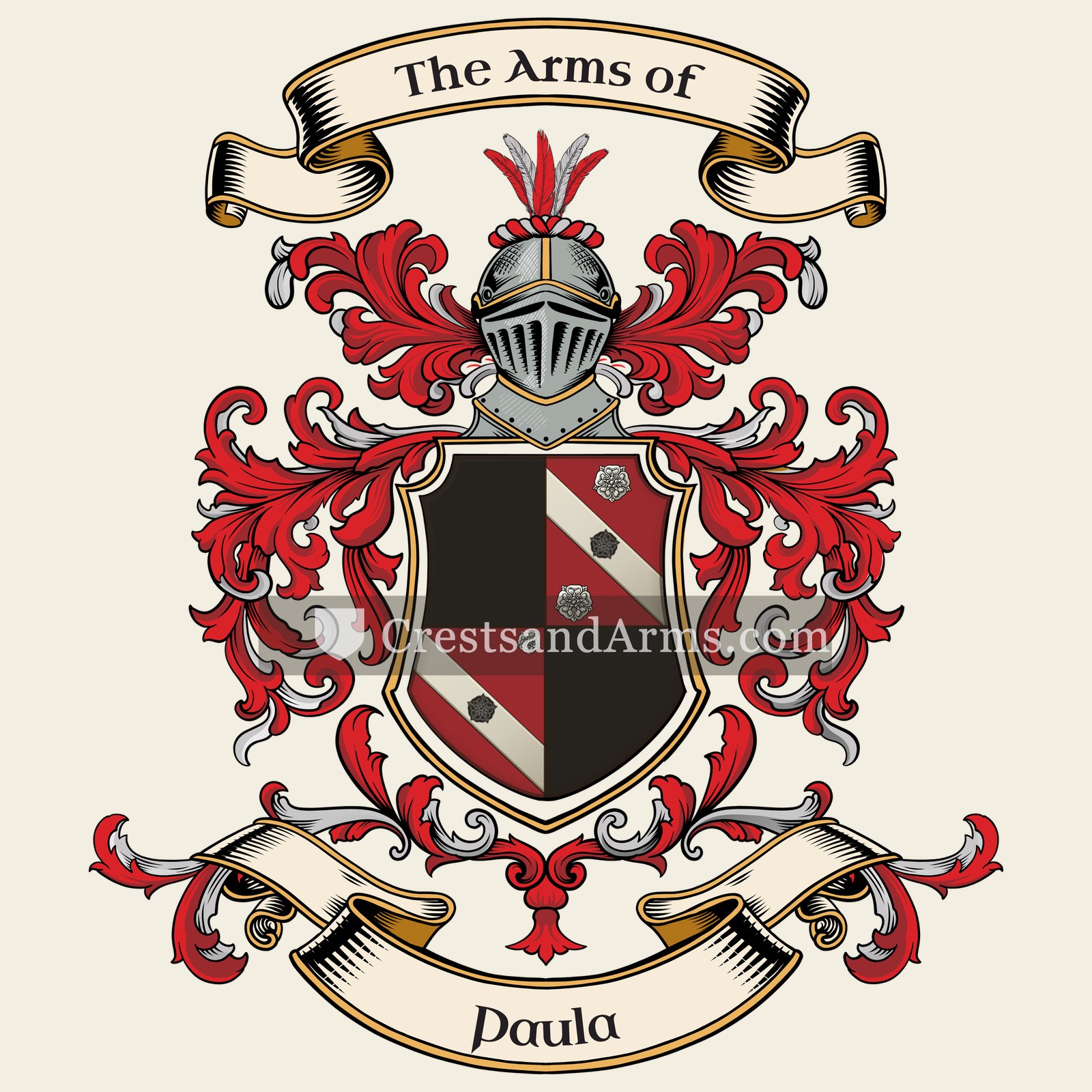 The Paula coat of arms, drawn from the recorded blazon