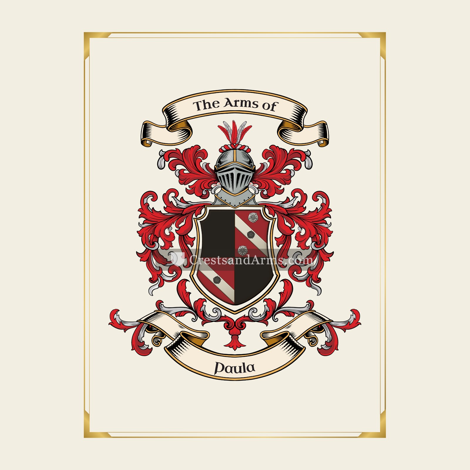 With gold border