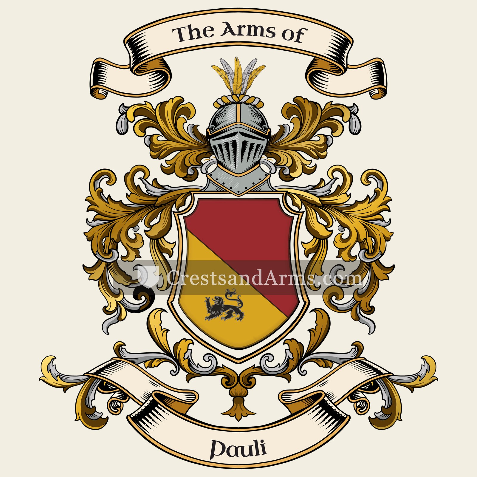 The Pauli coat of arms, drawn from the recorded blazon