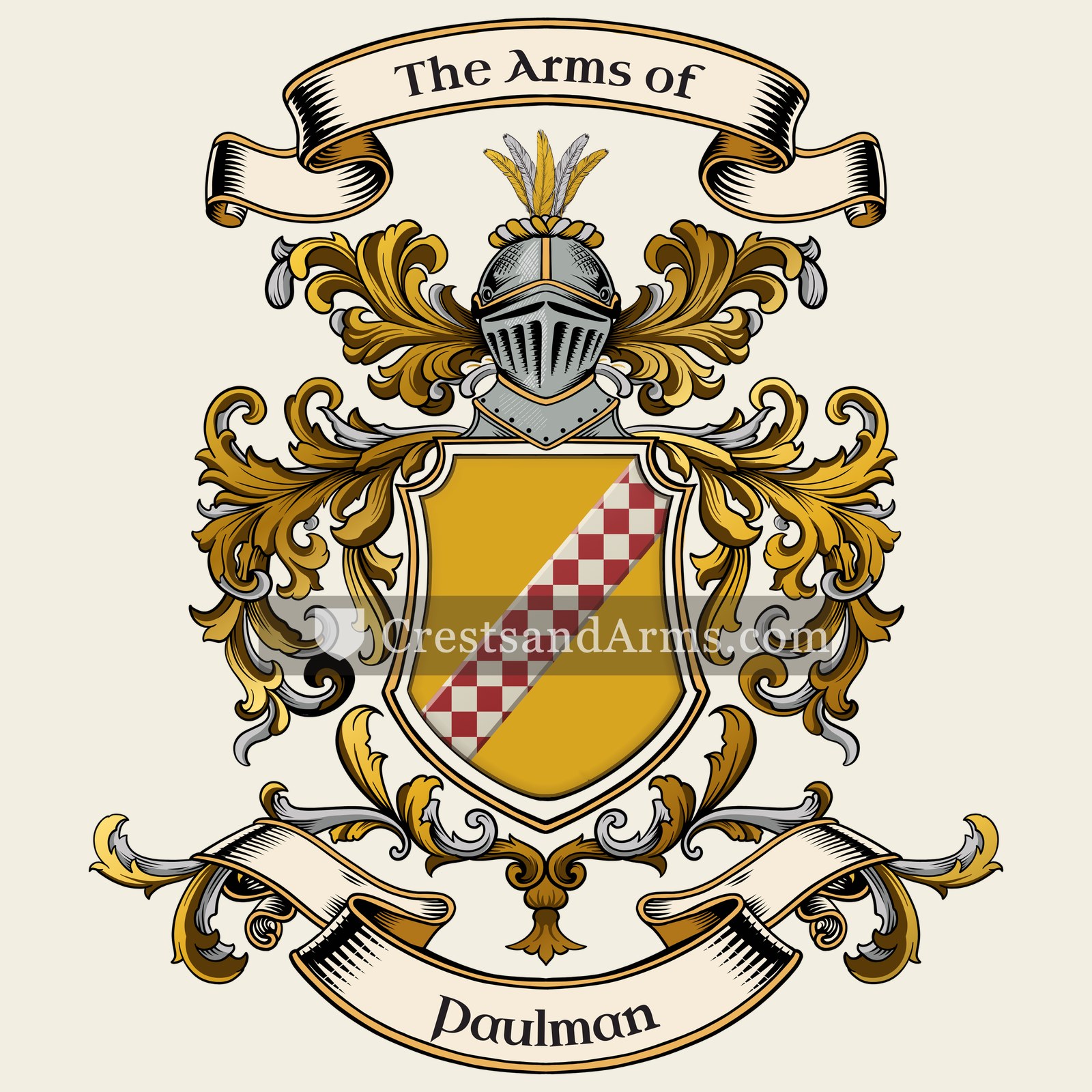The Paulman coat of arms, drawn from the recorded blazon