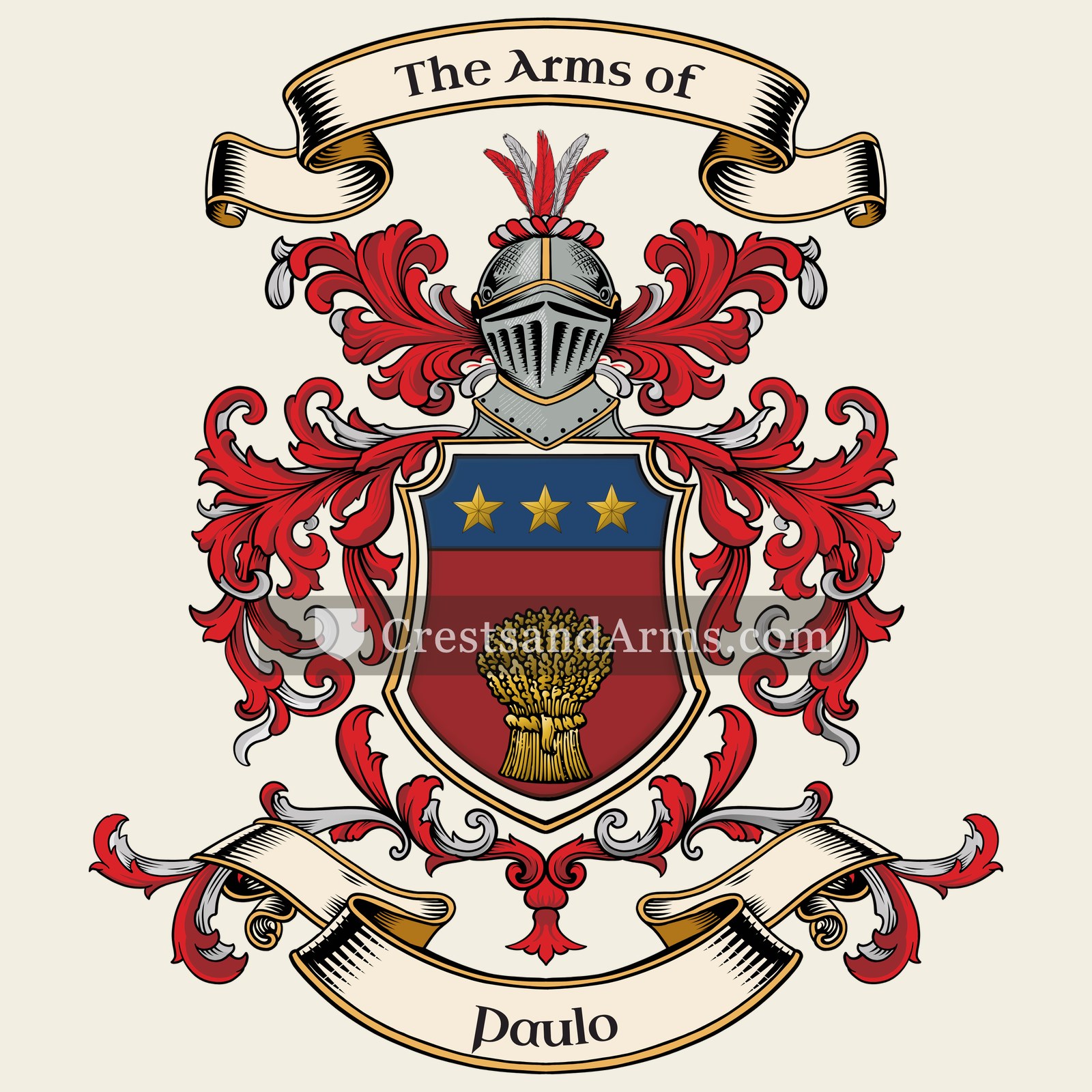 The Paulo coat of arms, drawn from the recorded blazon