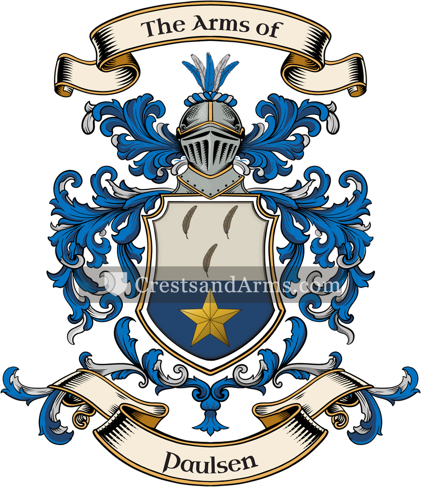 The Paulsen coat of arms, drawn from the recorded blazon