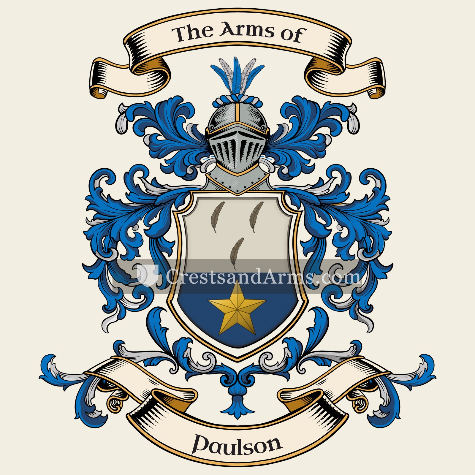 The Paulson coat of arms, drawn from the recorded blazon